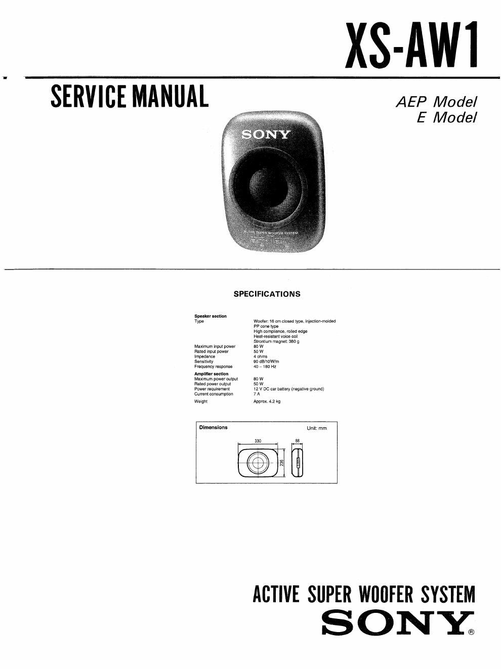 sony xs aw 1 service manual