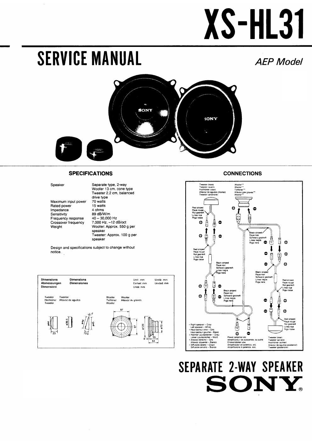 sony xs hl 31 service manual