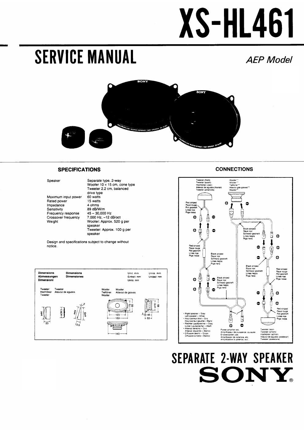 sony xs hl 461 service manual