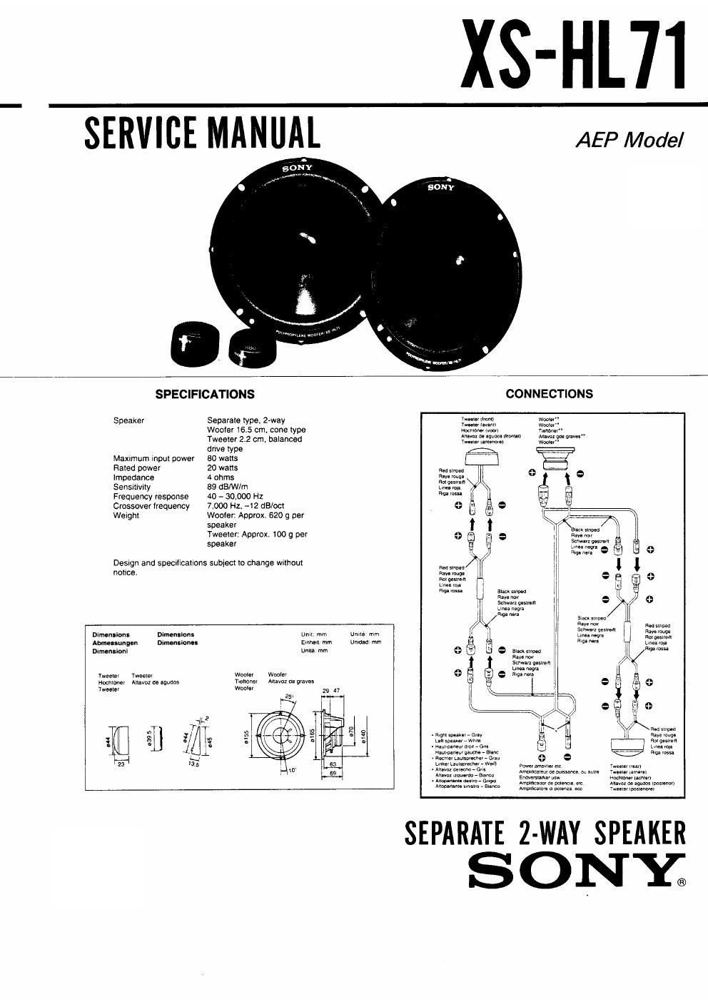 sony xs hl 71 service manual