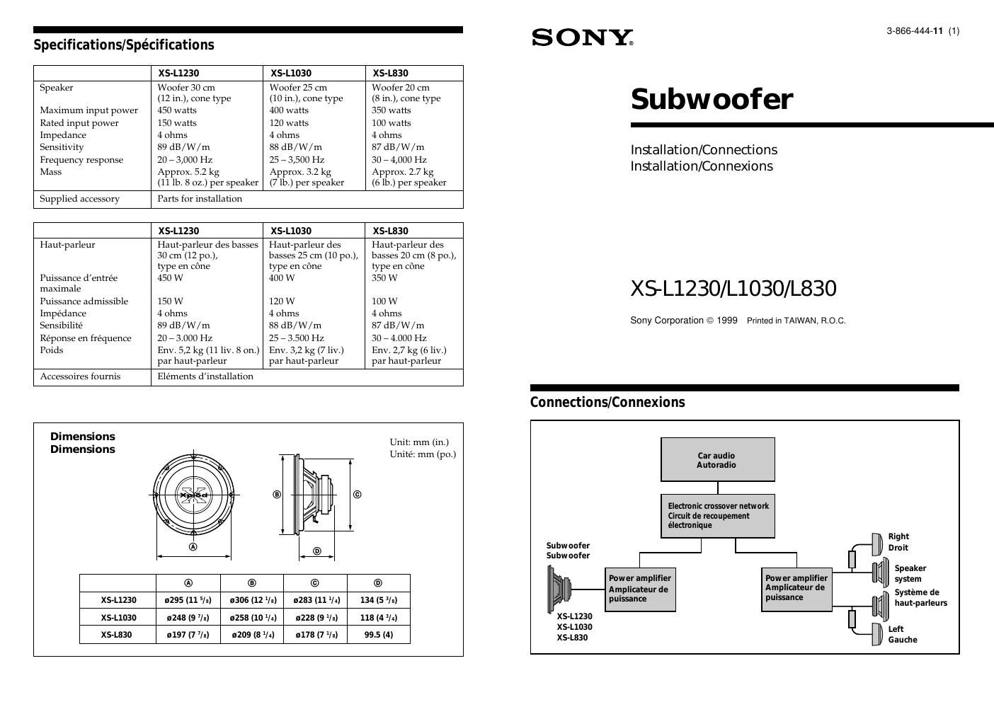 sony xs l 1230 owners manual