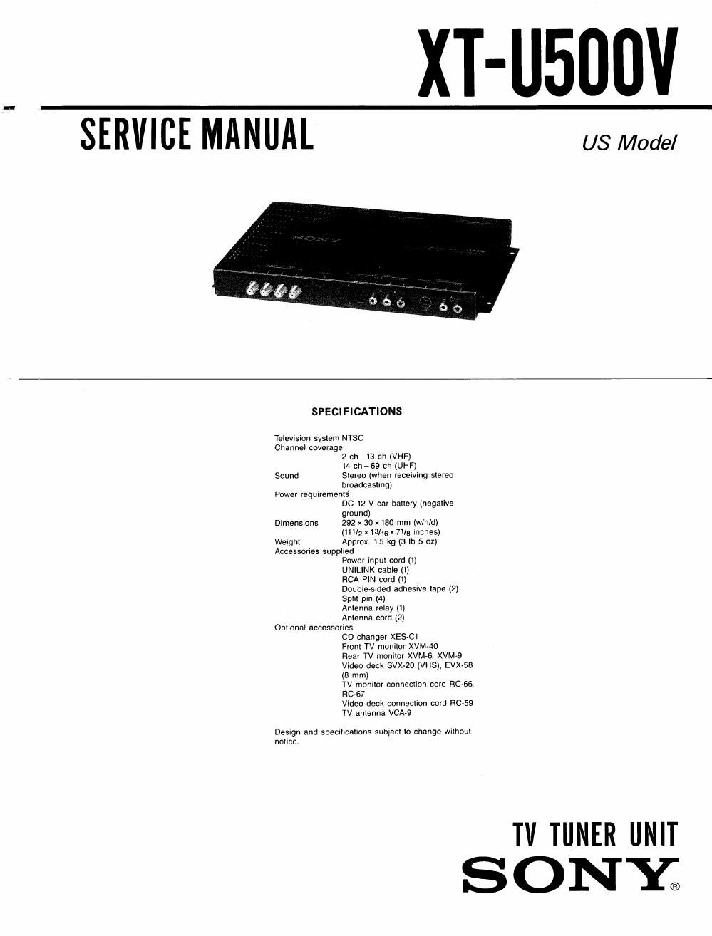 sony xt u 500 v service manual