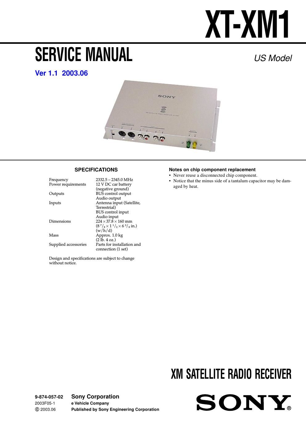 sony xt xm 1 service manual