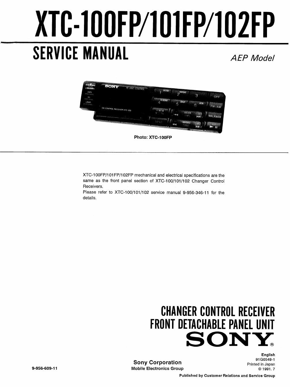 sony xtc 100 fp service manual