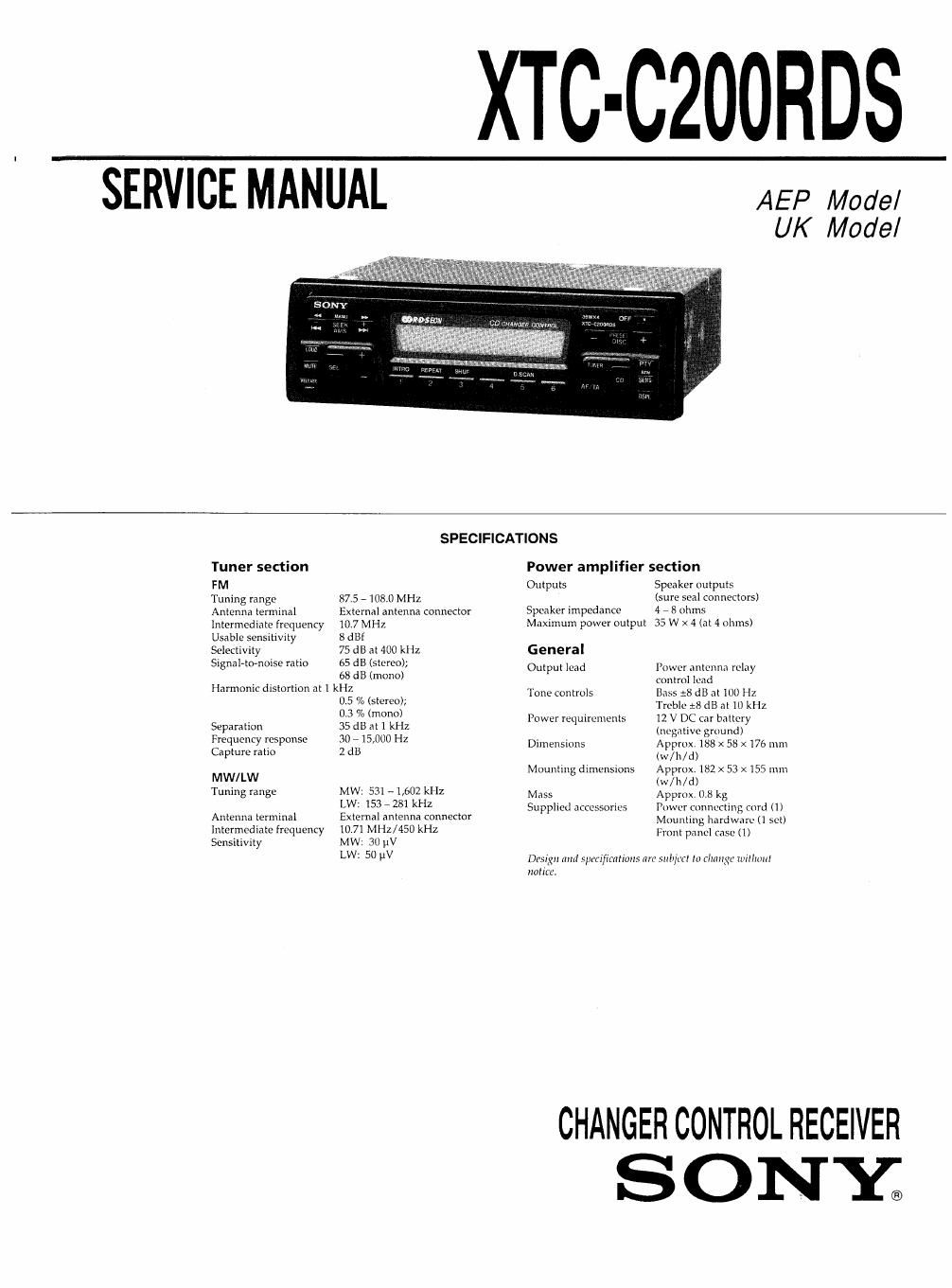 sony xtc c 200 rds service manual