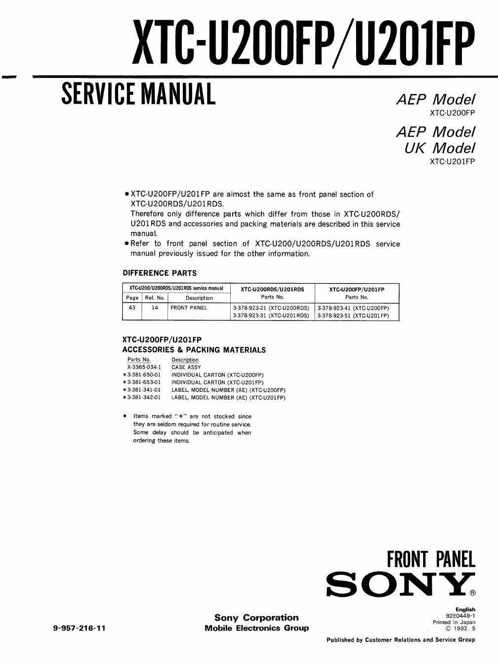 sony xtc u 200 fp service manual