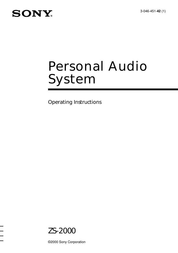 sony zs 2000 owners manual