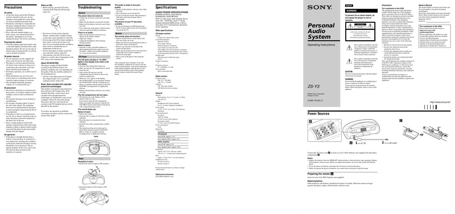 sony zs y 3 psblk owners manual