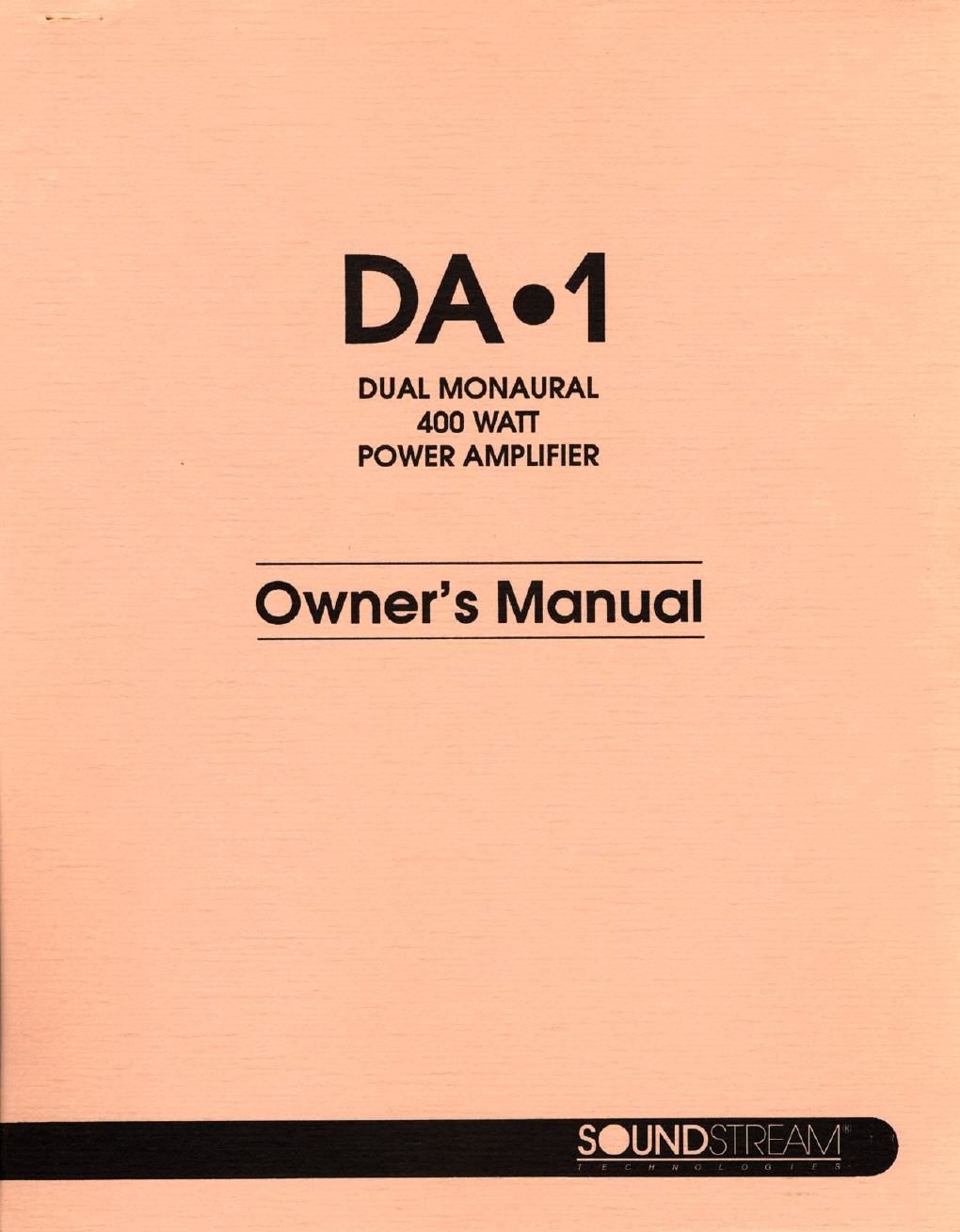 soundstream da 1 owners manual