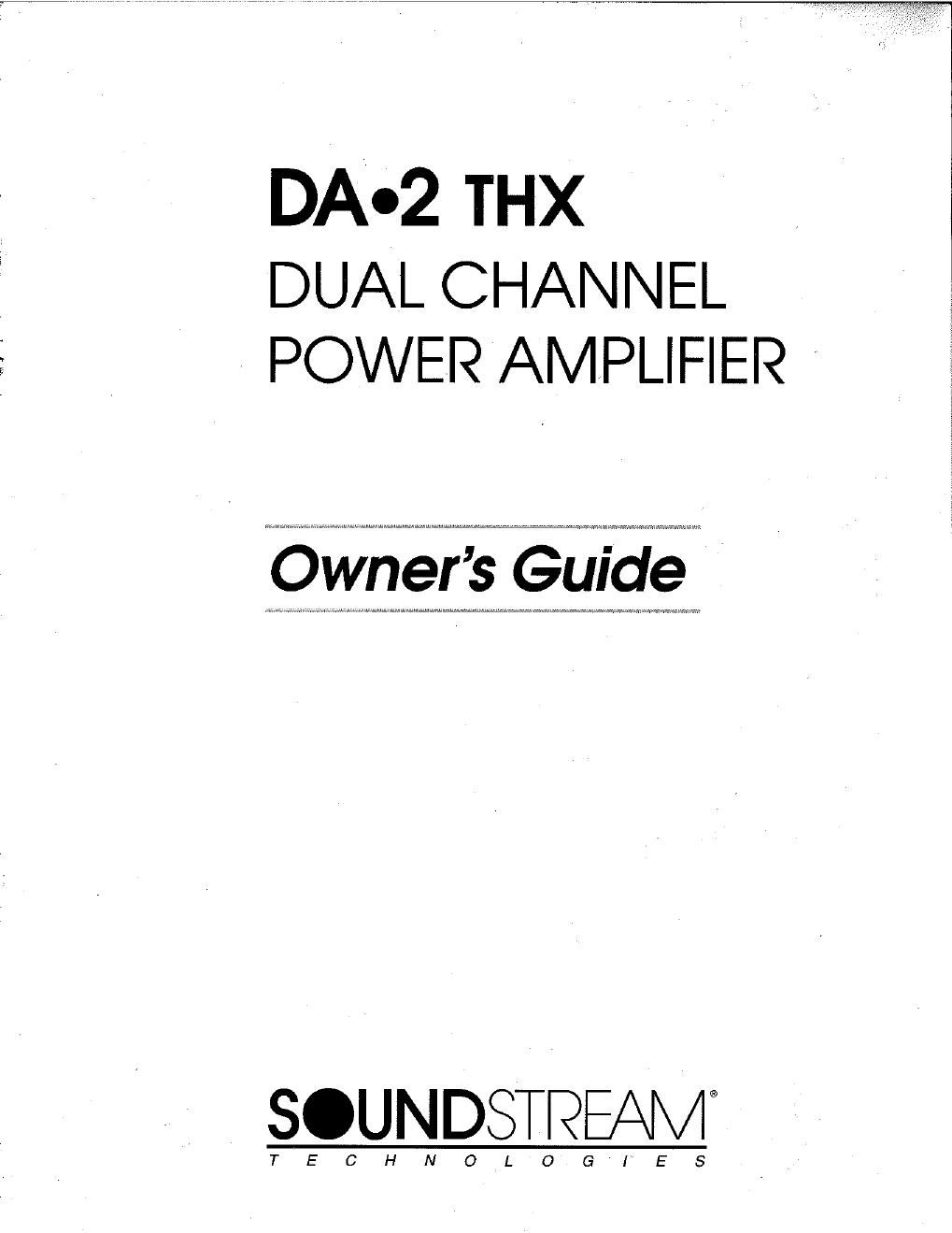 Soundstream DA 2 Owners Guide