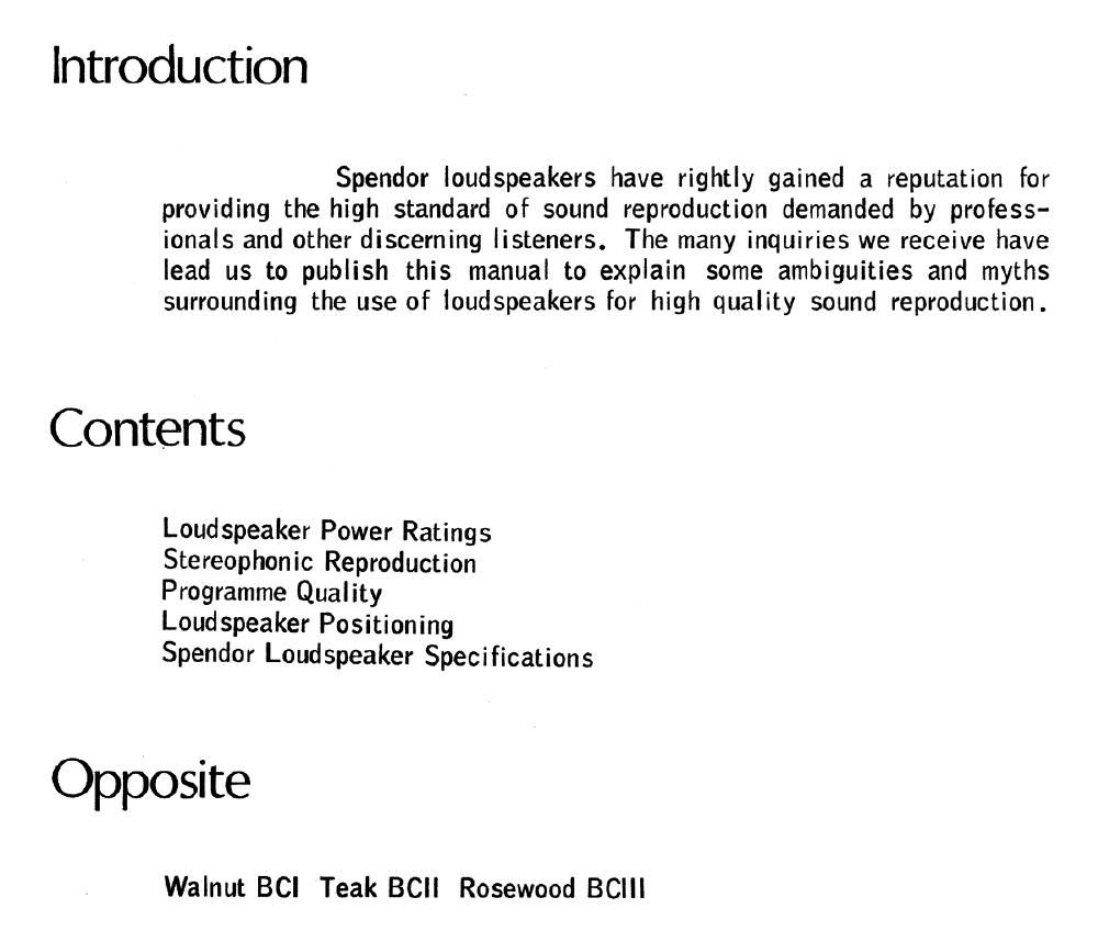 spendor bc 1 2 3 owners manual