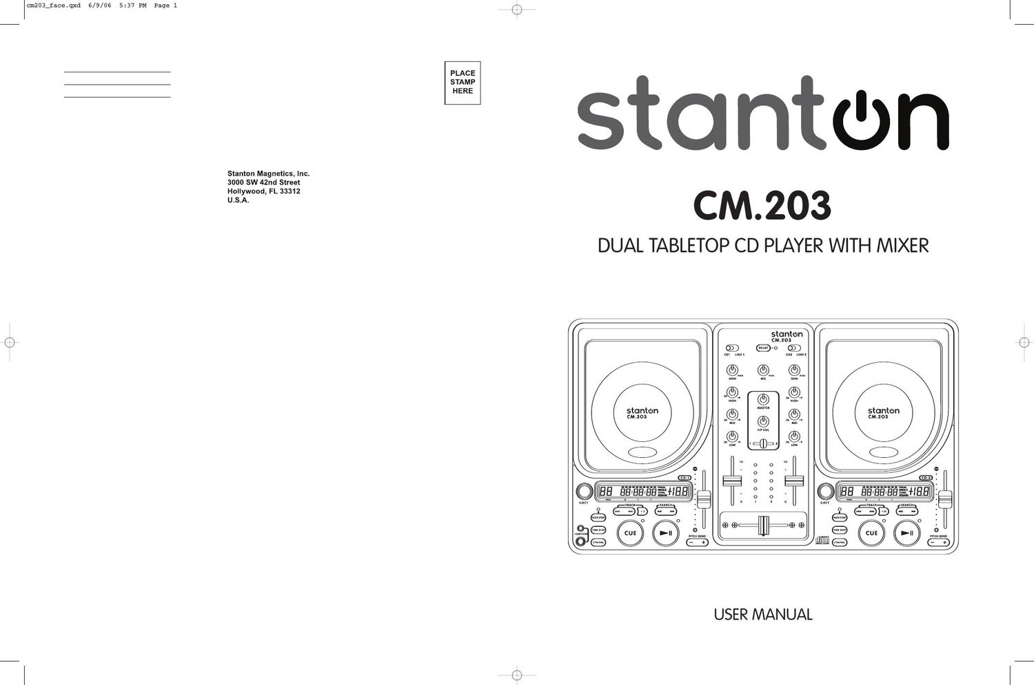 stanton cm 203 owners manual
