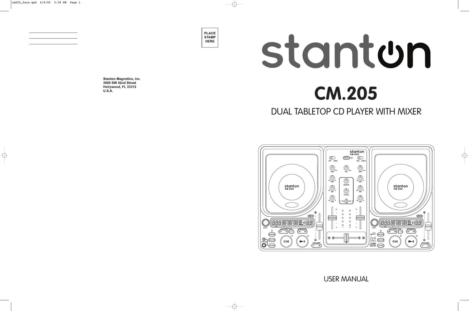 stanton cm 205 owners manual