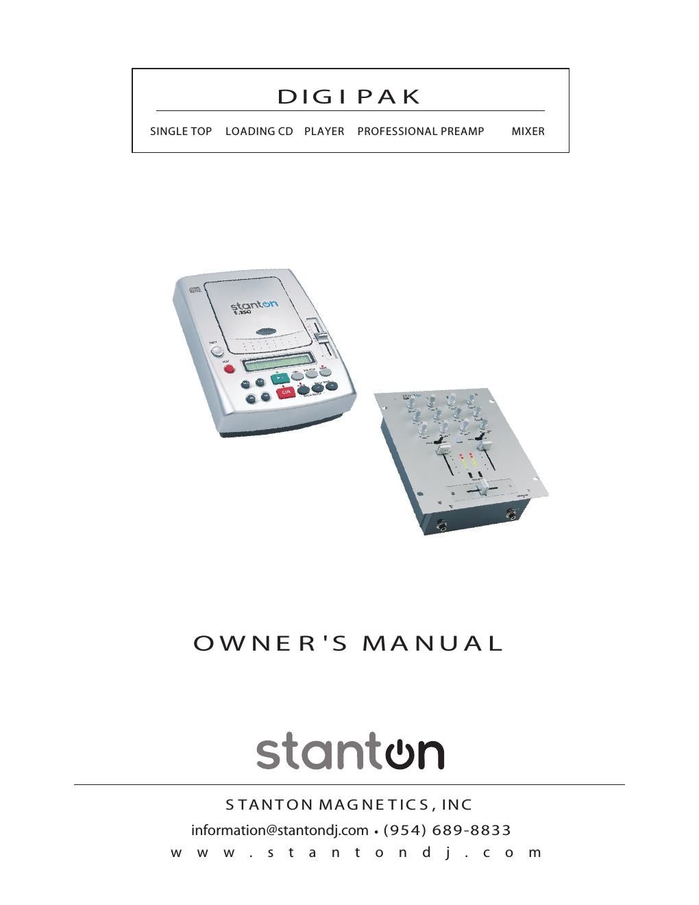 stanton digipak owners manual