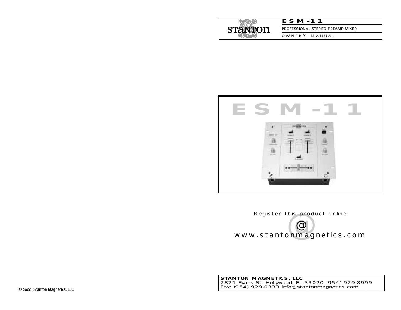 stanton esm 11 owners manual