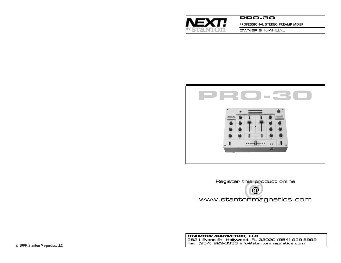 stanton pro 30 owners manual