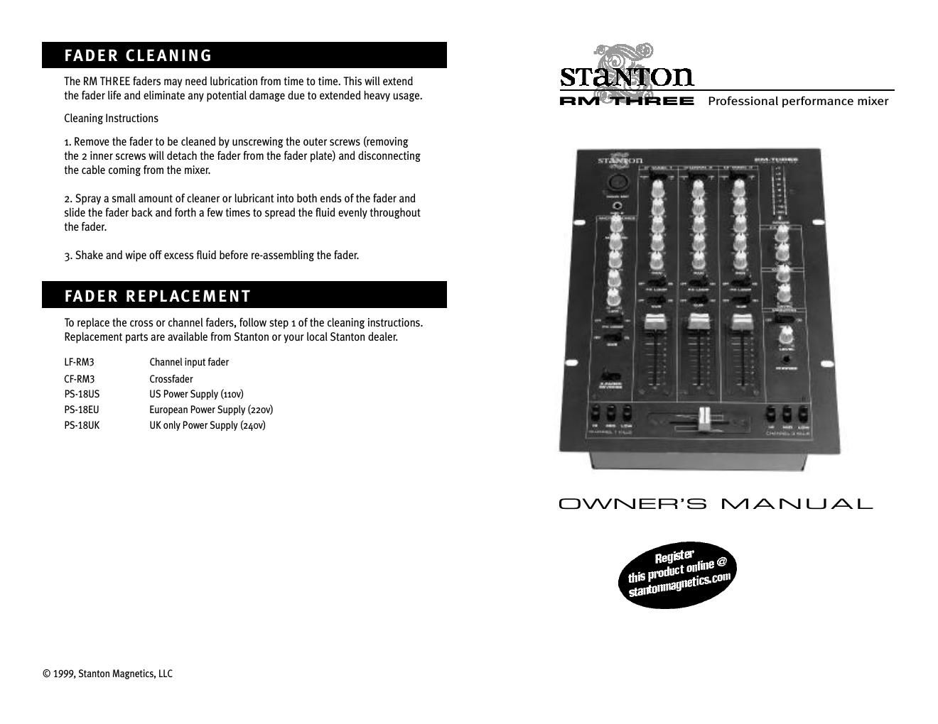 stanton rm 3 owners manual