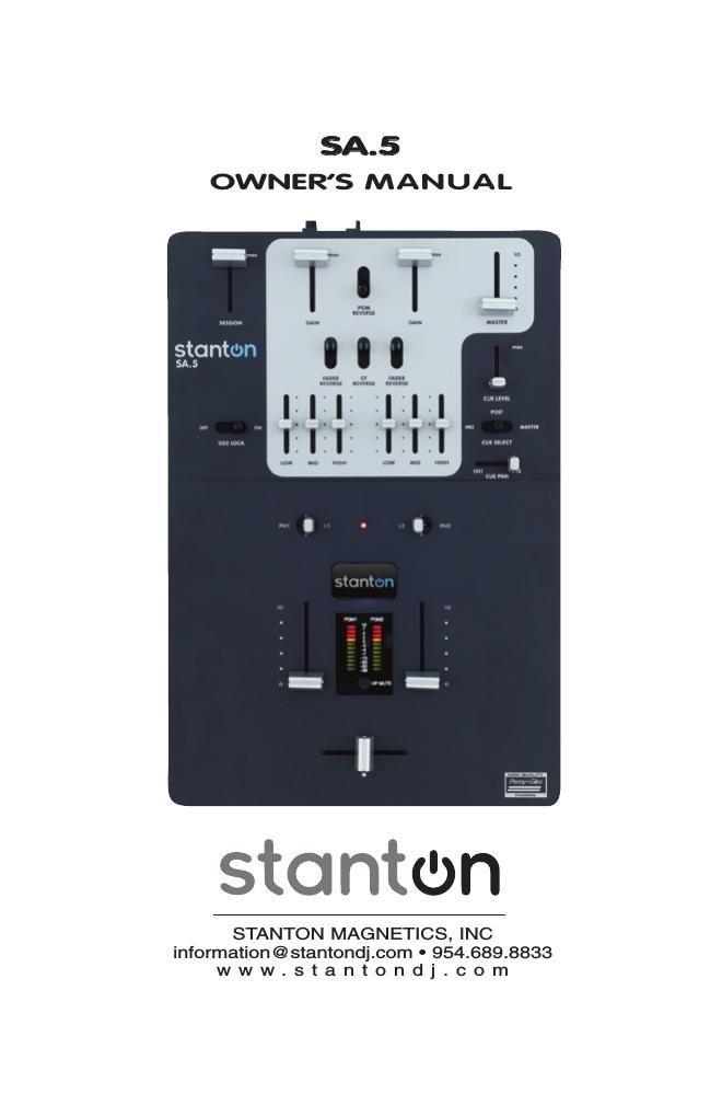 stanton sa 5 owners manual