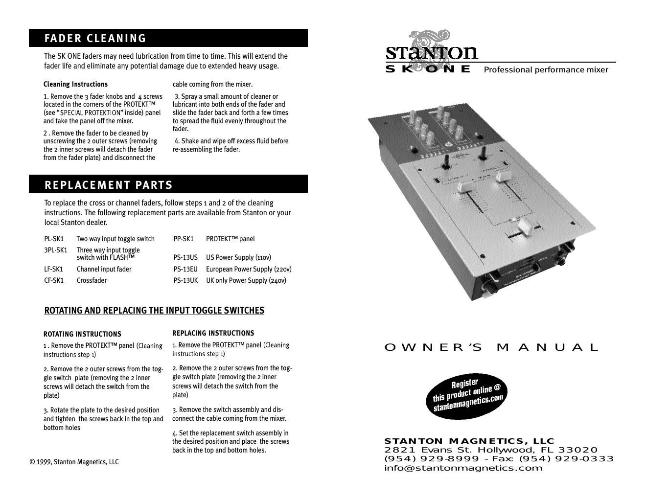 stanton sk 1 owners manual