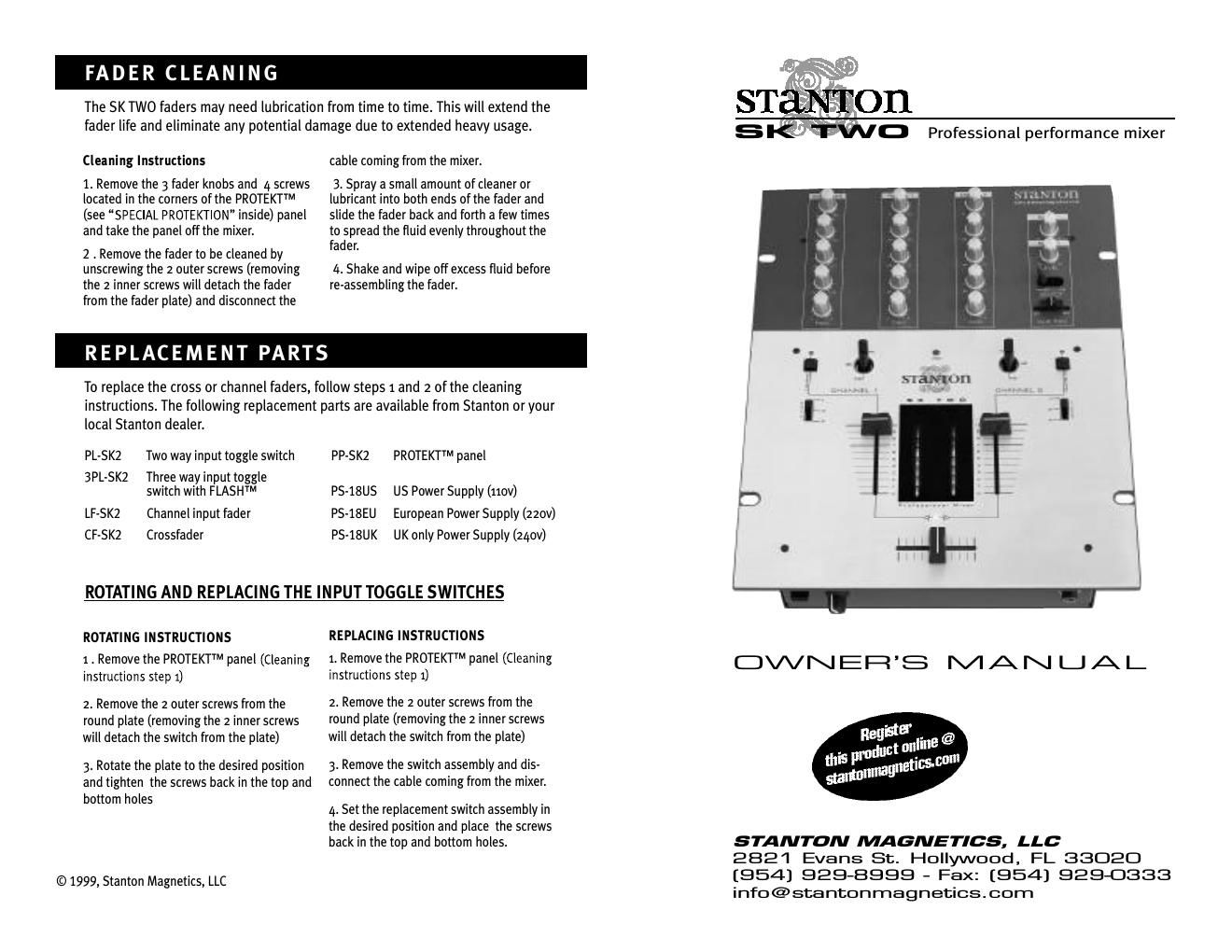 stanton sk 2 owners manual