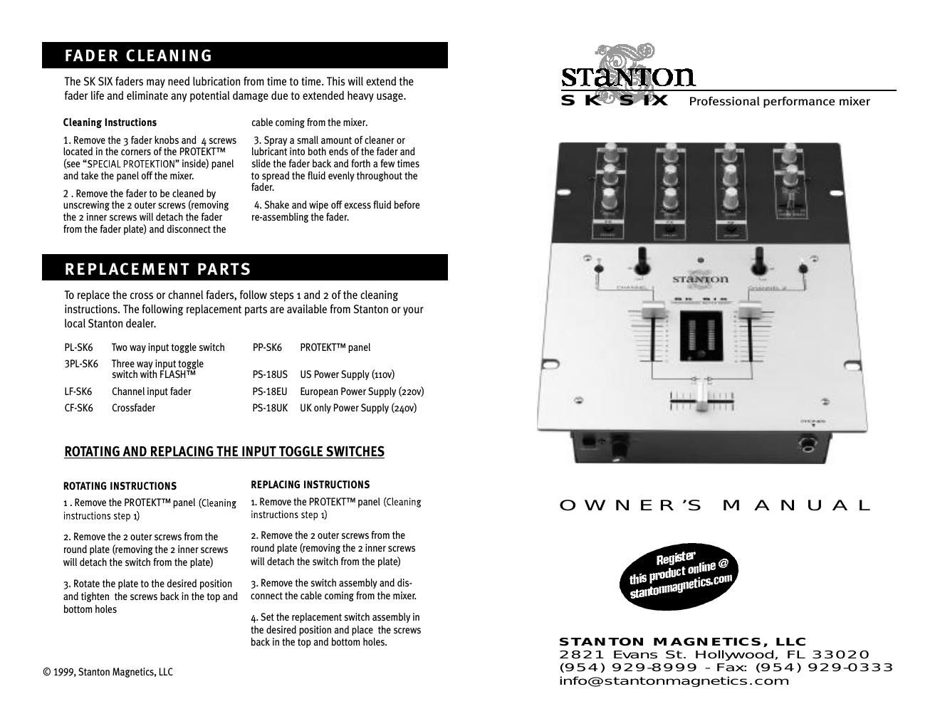 stanton sk 6 owners manual
