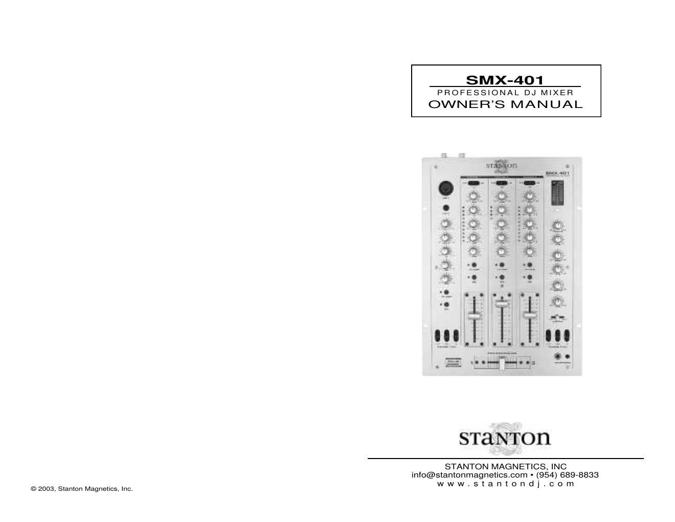 stanton smx 401 owners manual