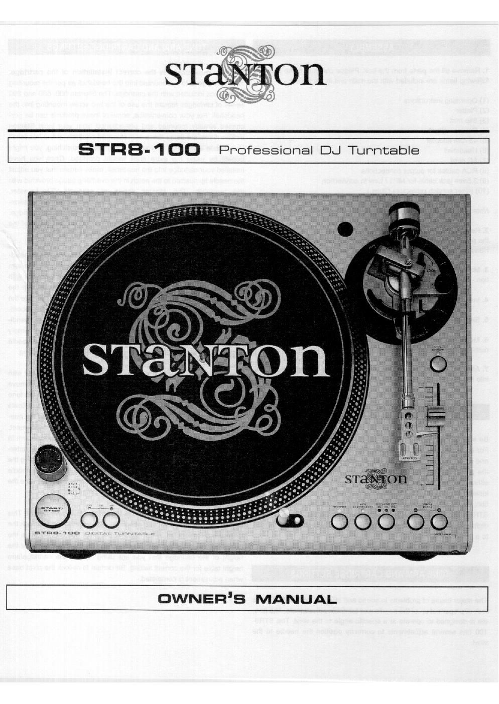 stanton str 8100 owners manual