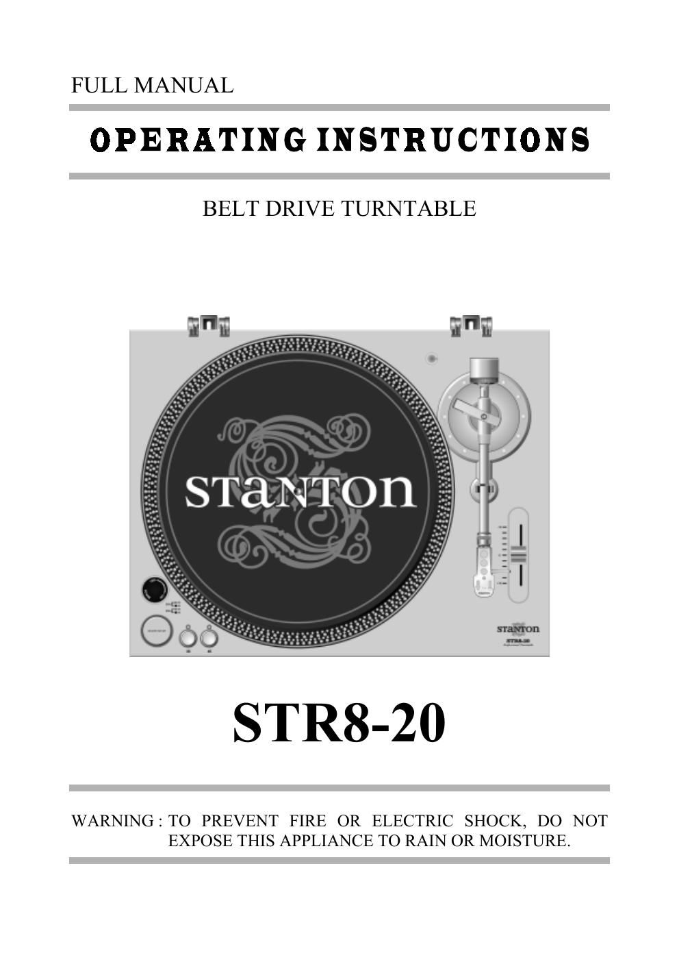 stanton str 820 owners manual