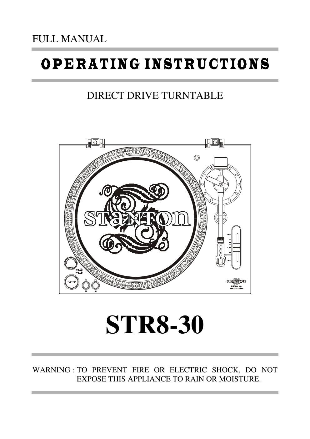 stanton str 830 owners manual