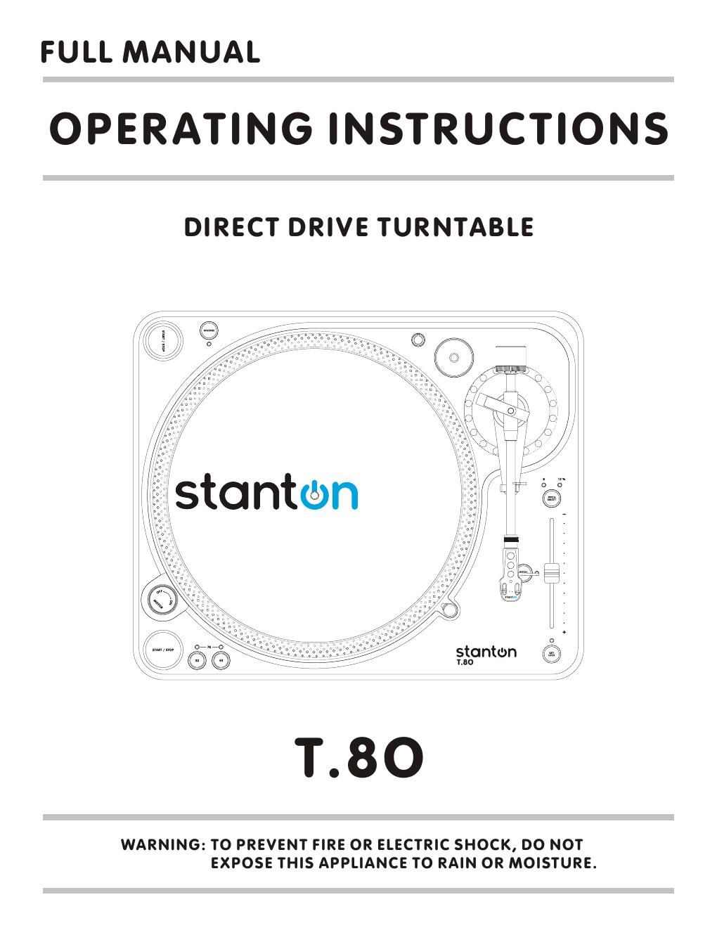 stanton t 80 owners manual