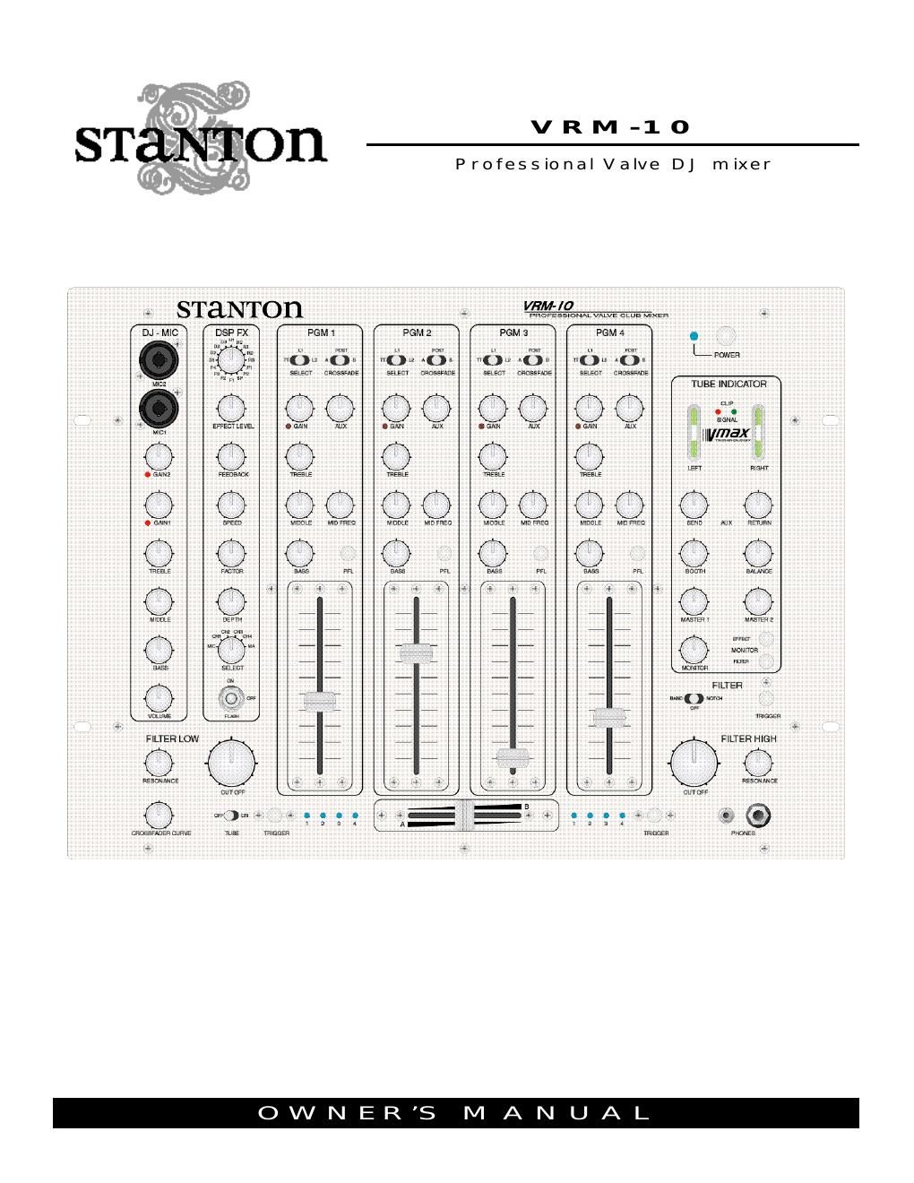 stanton vrm 10 owners manual