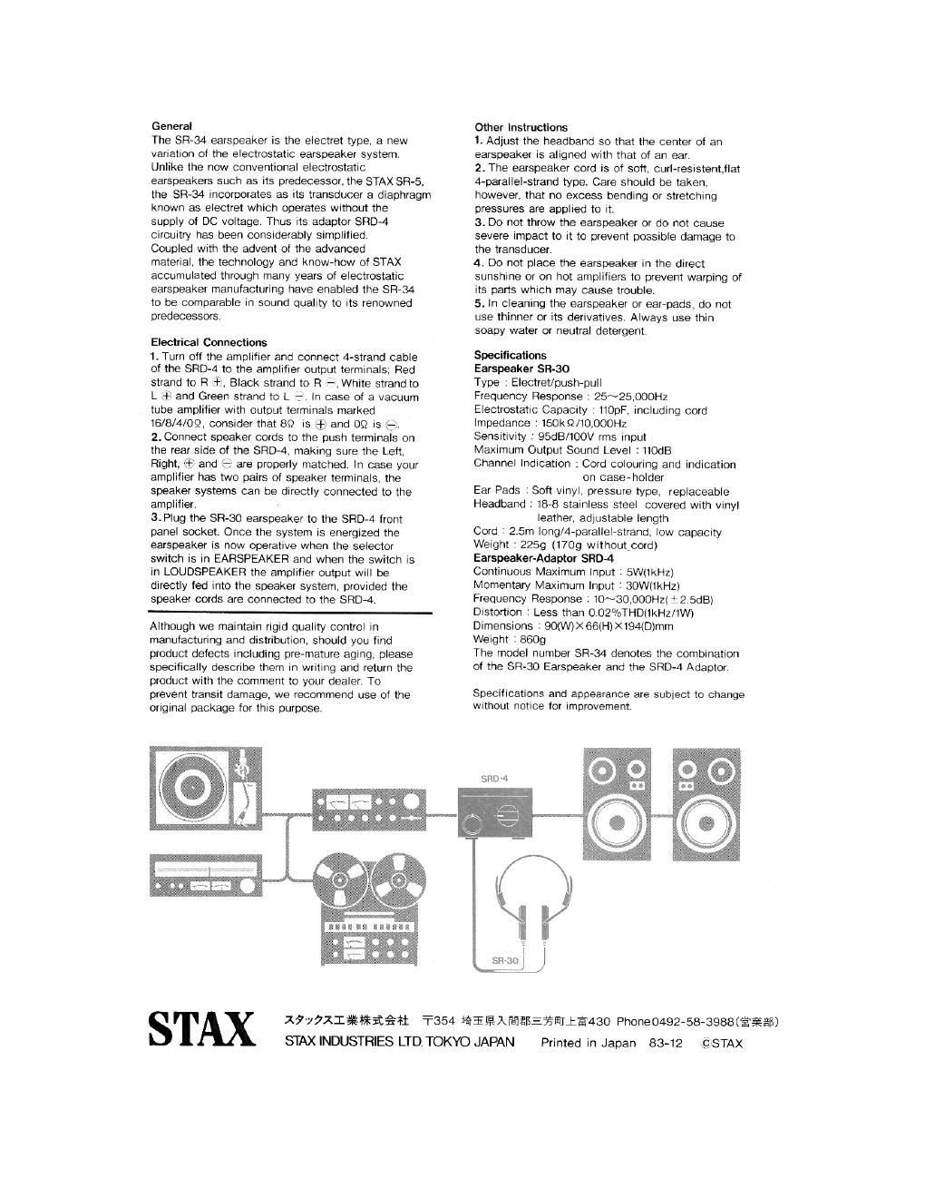 stax sr 34 owners manual