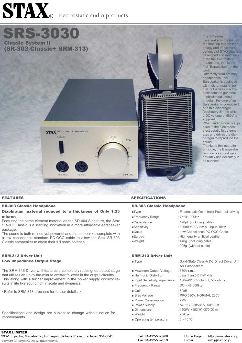 stax srs 3030 brochure