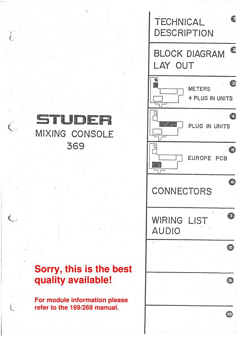 Studer 369 Service Manual