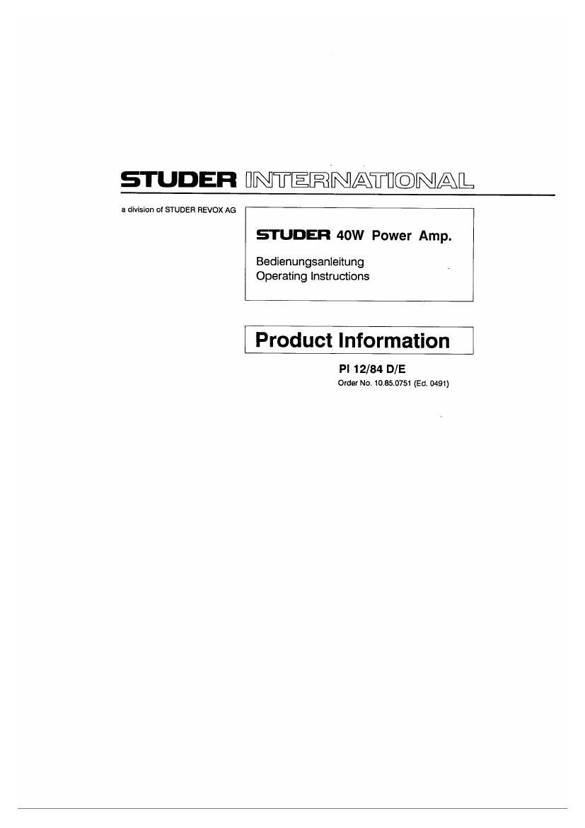 Studer 40W Power Amp Schematic