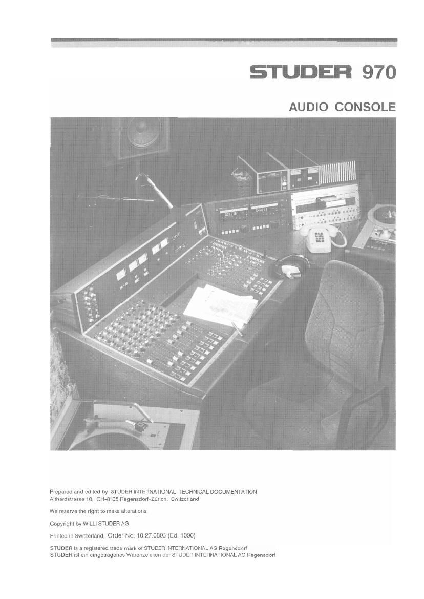 Studer 970 Service Manual 1