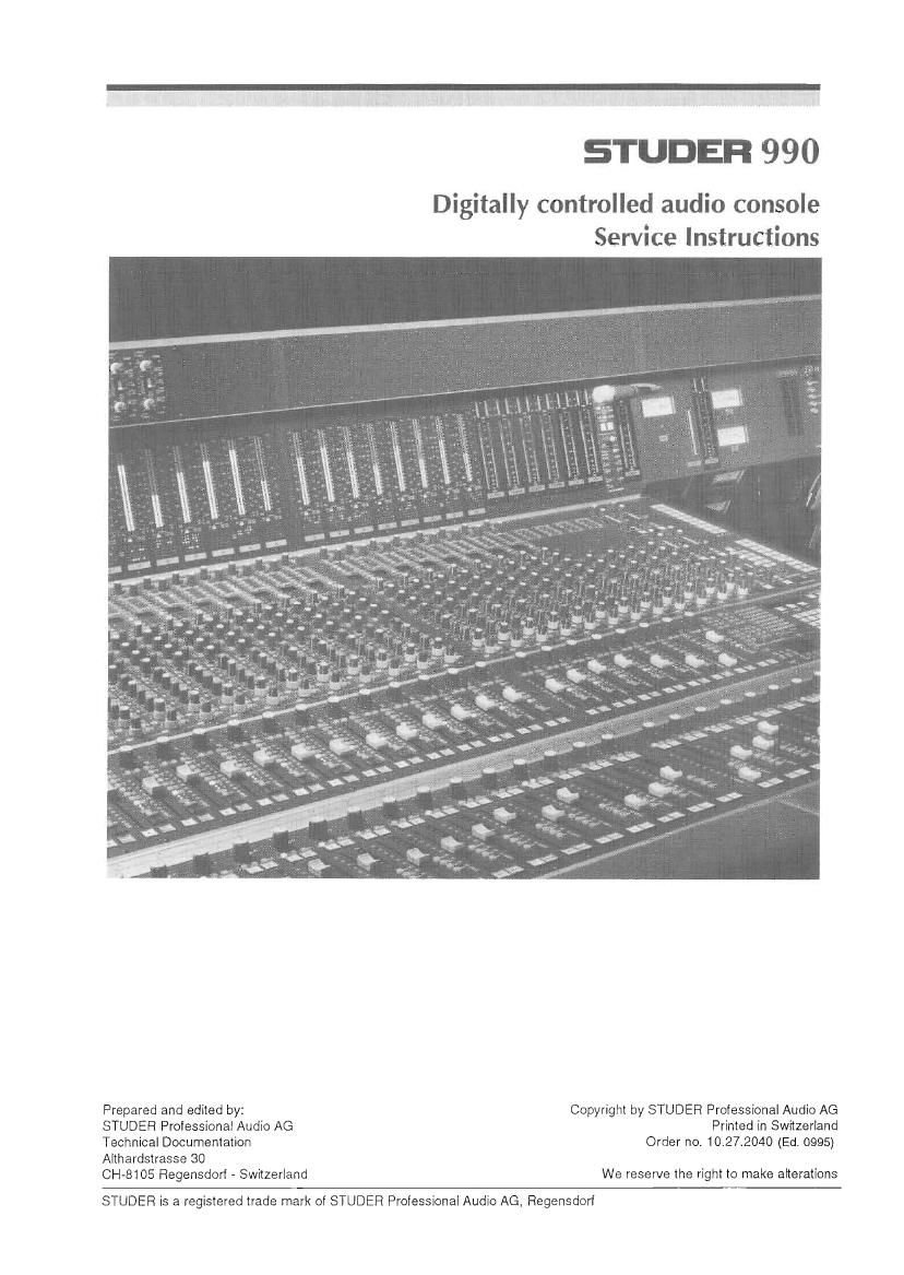 Studer 990 Service Manual 1