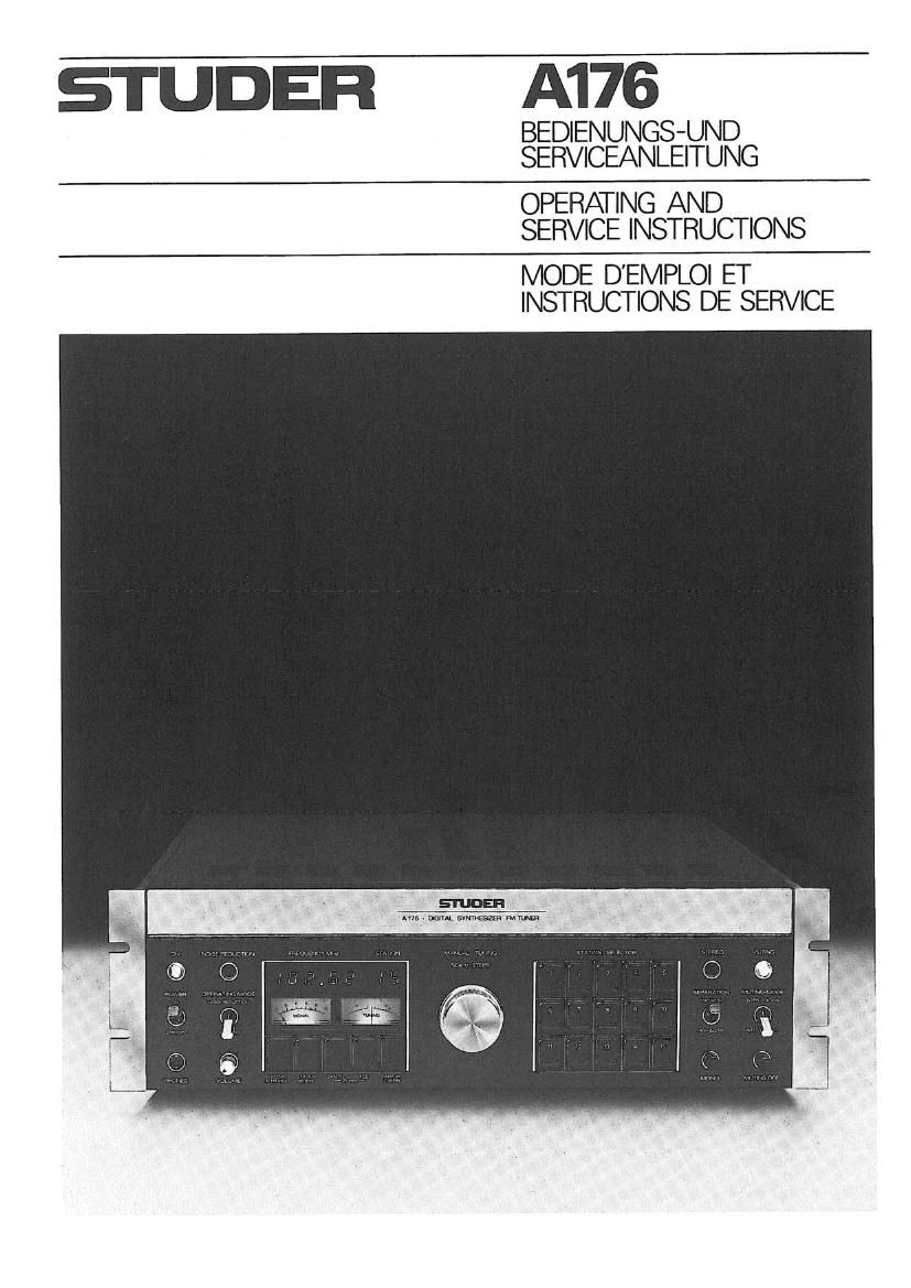 Studer A 176 Service Manual 1