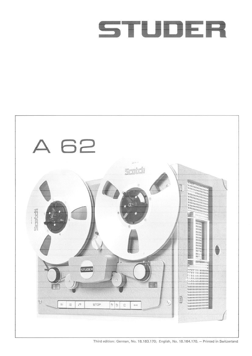 Studer A 62 Service Manual 1