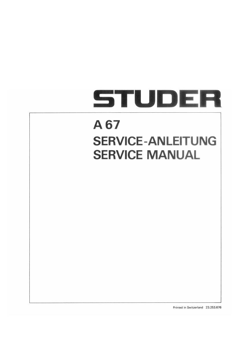 Studer A 67 Service Manual 1