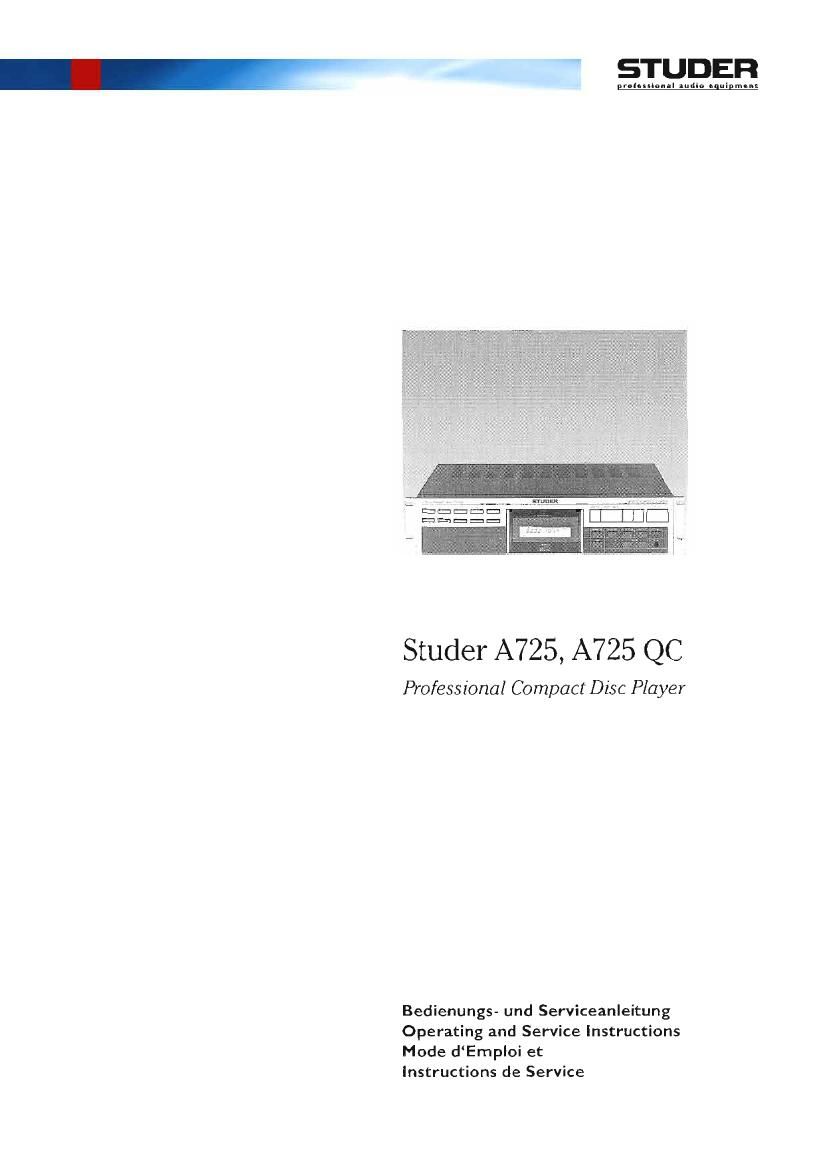 Studer A 725 Service Manual 1