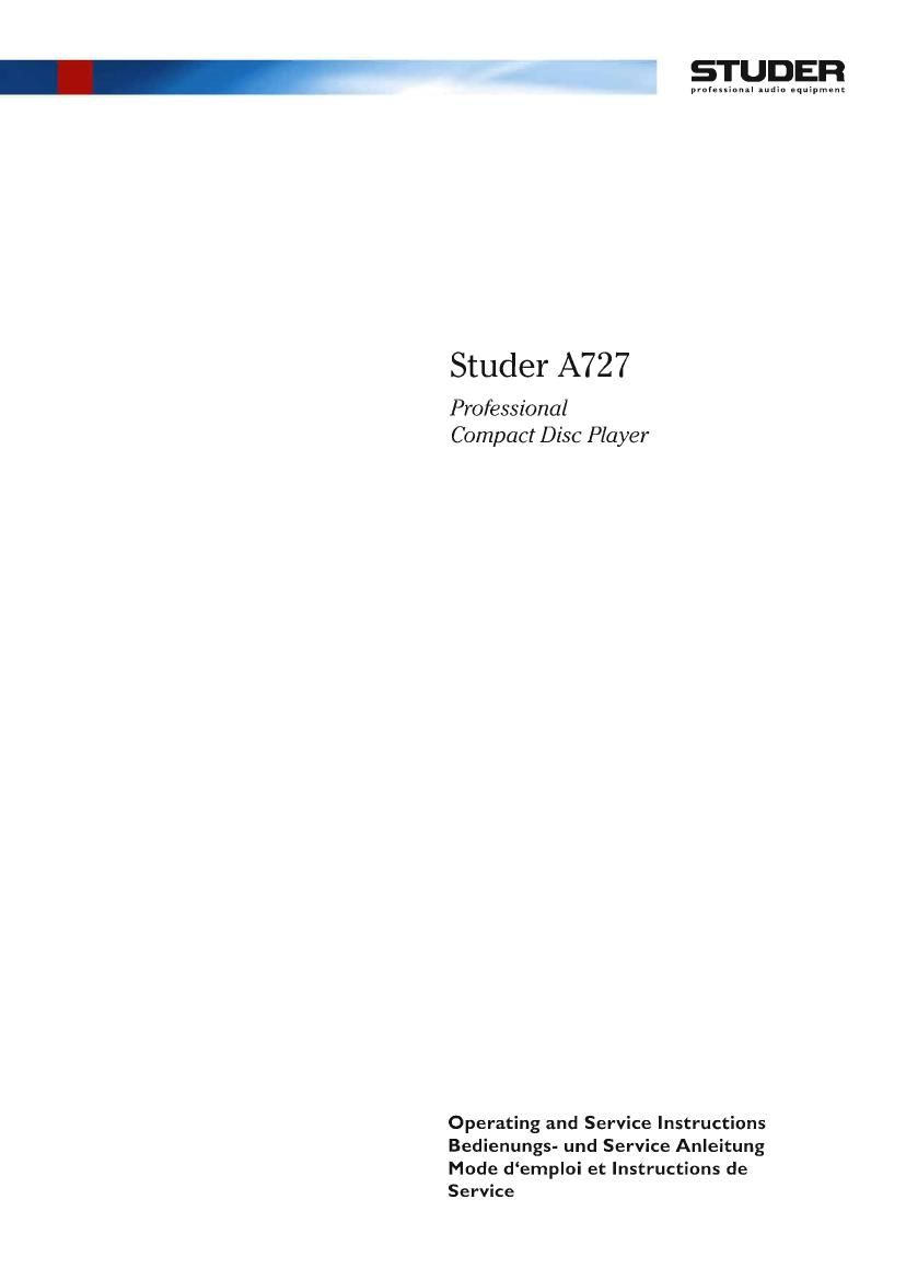 Studer A 727 Service Manual