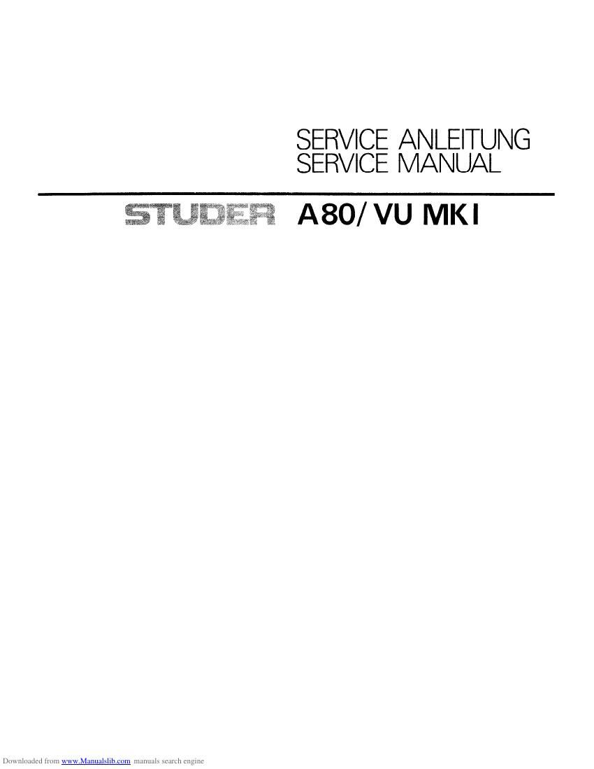 Studer A 80 Service Manual 1