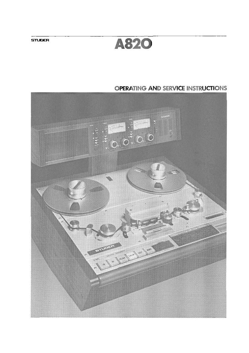 Studer A 820 Owners Manual