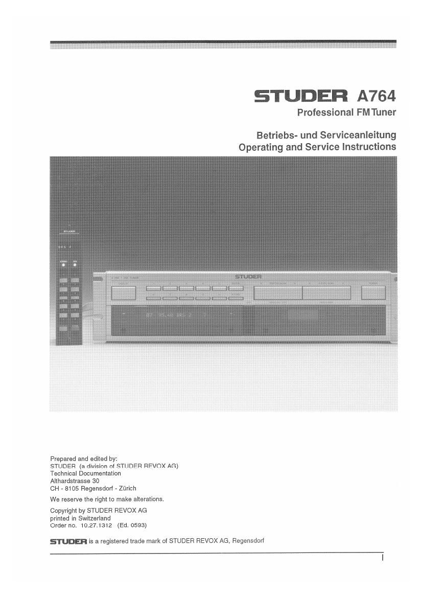 studer a 764 service manual