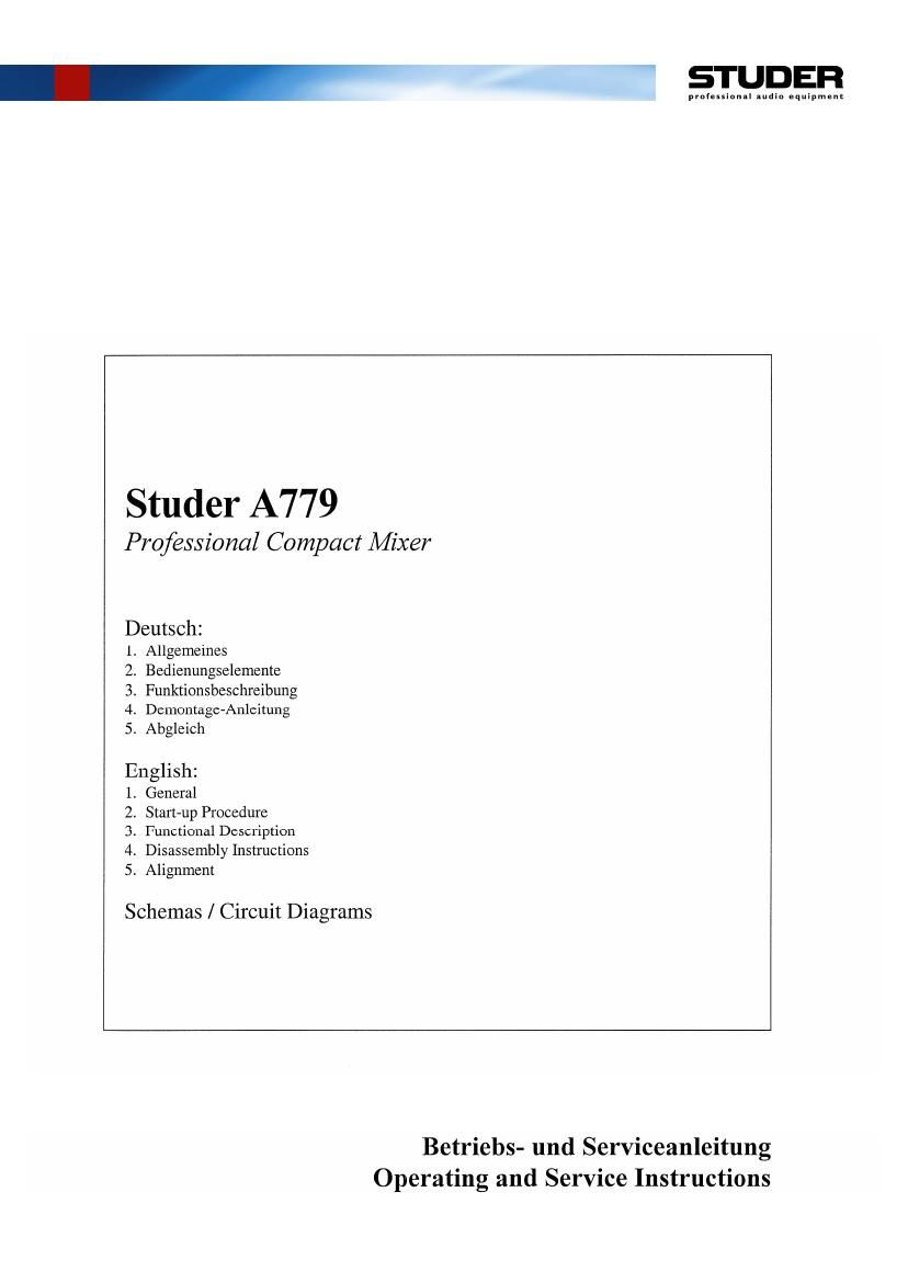 studer a 779 owners manual