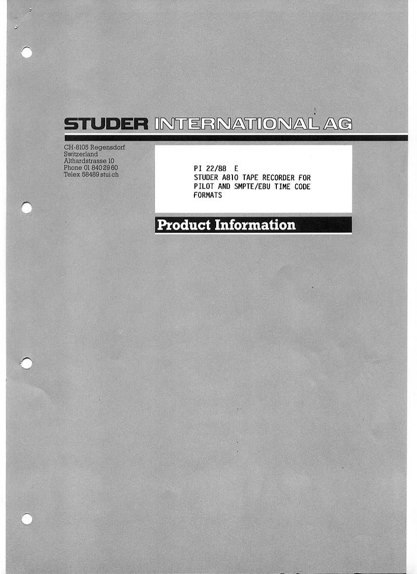 studer a 810 brochure