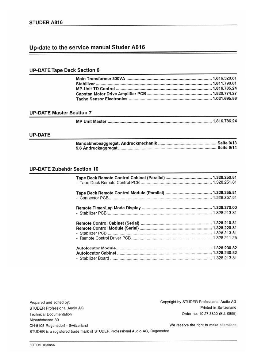 studer a 816 1995 service manual