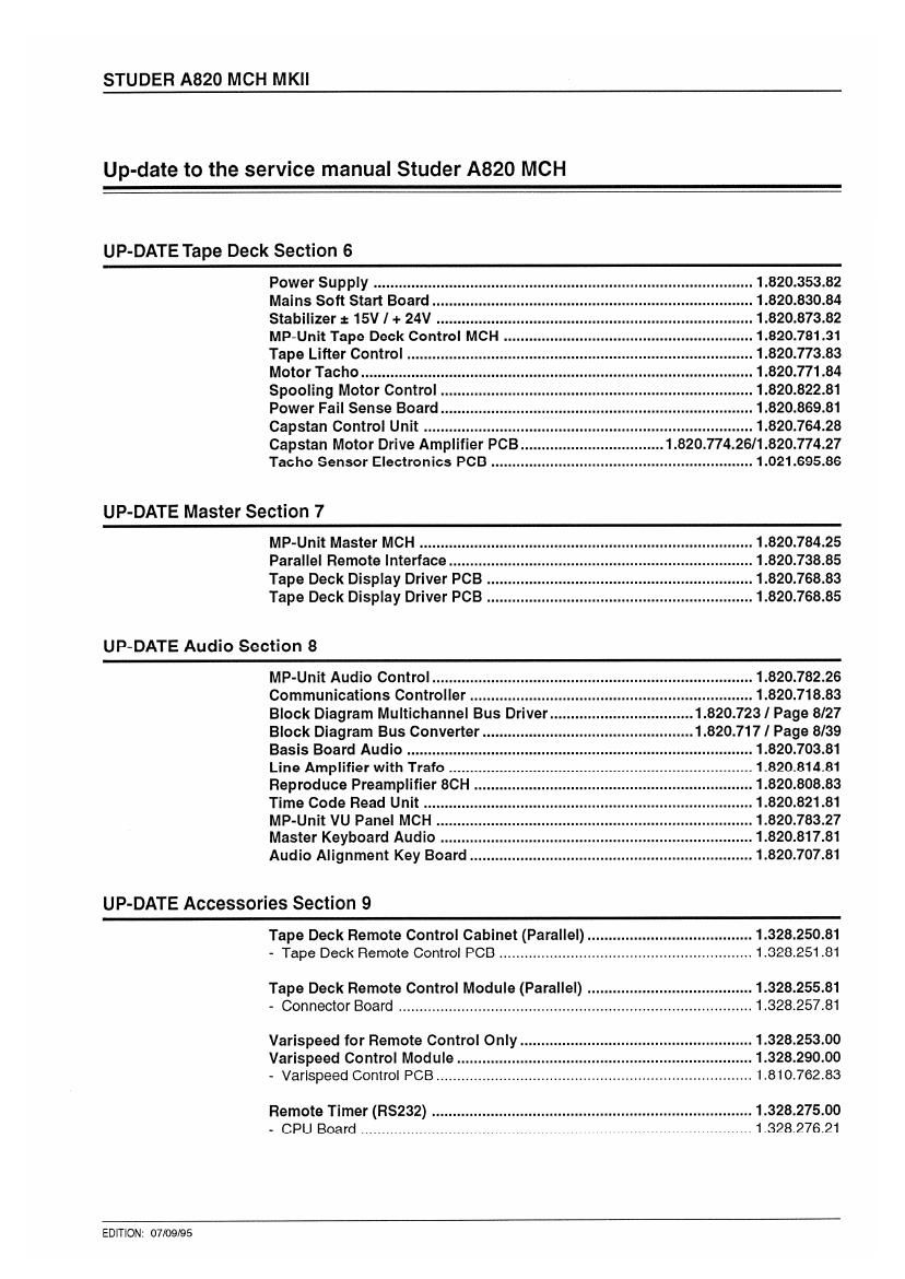 studer a 820 mch 1995 schematic