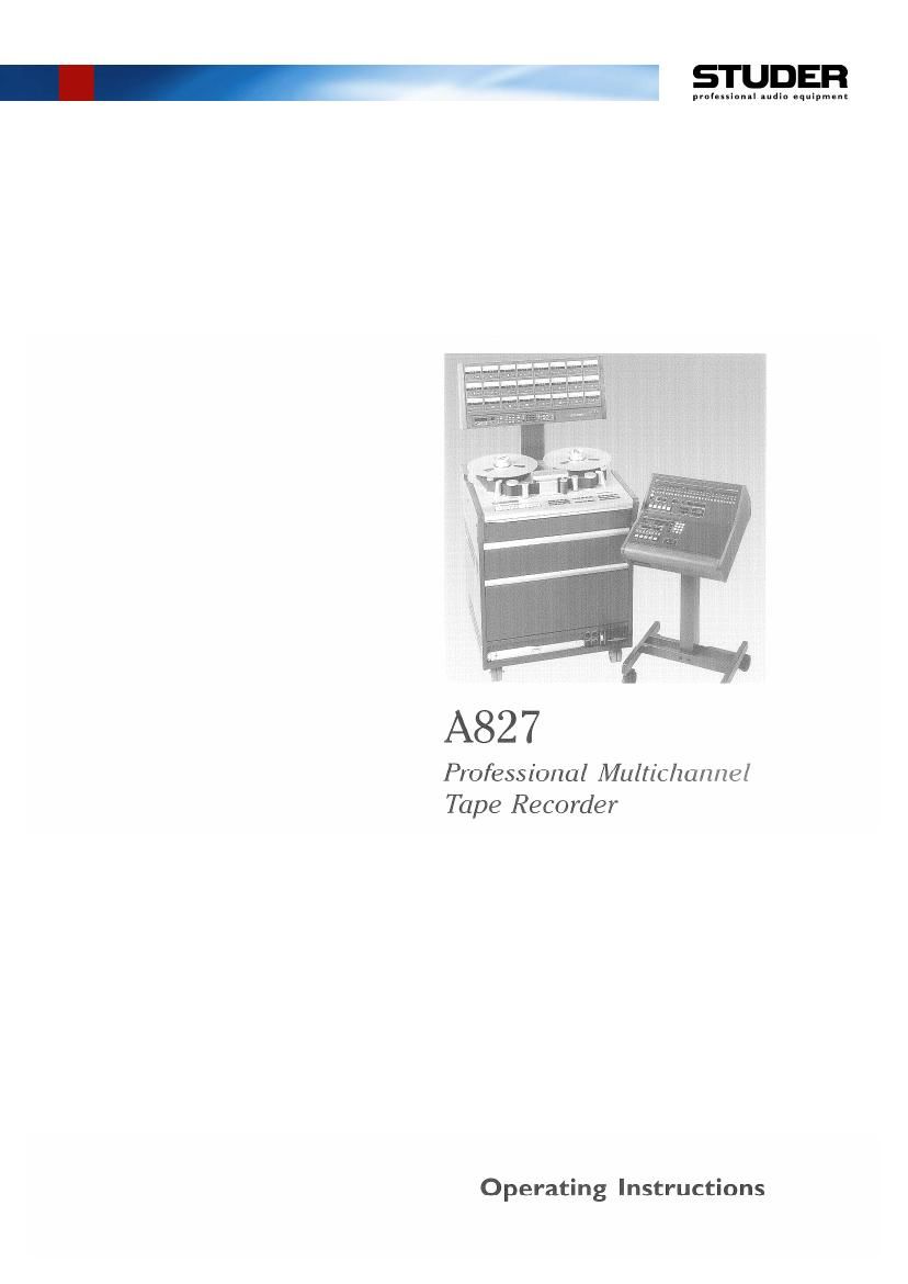 studer a 827 mch owners manual